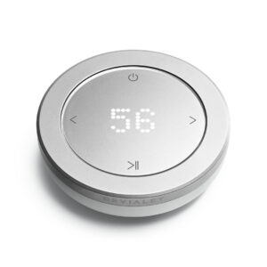devialet-phantom-remote-light-pearl-product-image-3 Silver Devialet remote control displaying 36