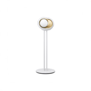 White and gold Devialet Phantom speaker on white background