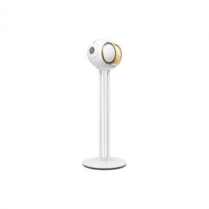 White and gold Devialet Phantom speaker on Tree pedestal stand