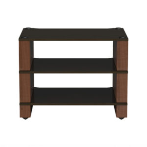 Wood and black three-tier shelf furniture