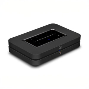Black audio streaming device with touch controls