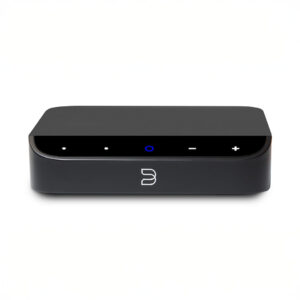 Black wireless audio streaming device with ports
