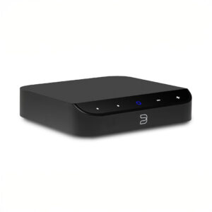 Black wireless audio streamer device front view