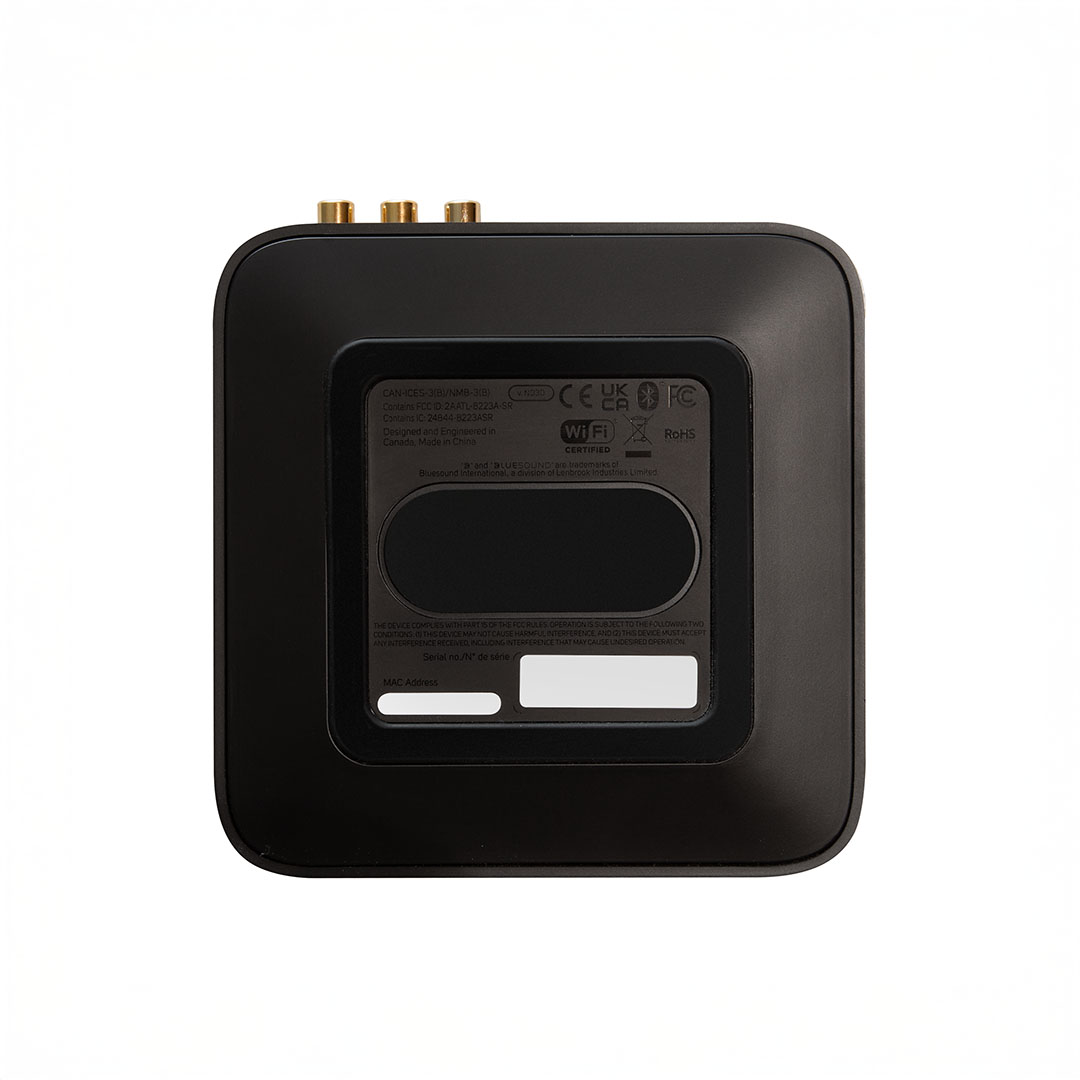Bottom view of a black WiFi-enabled device.