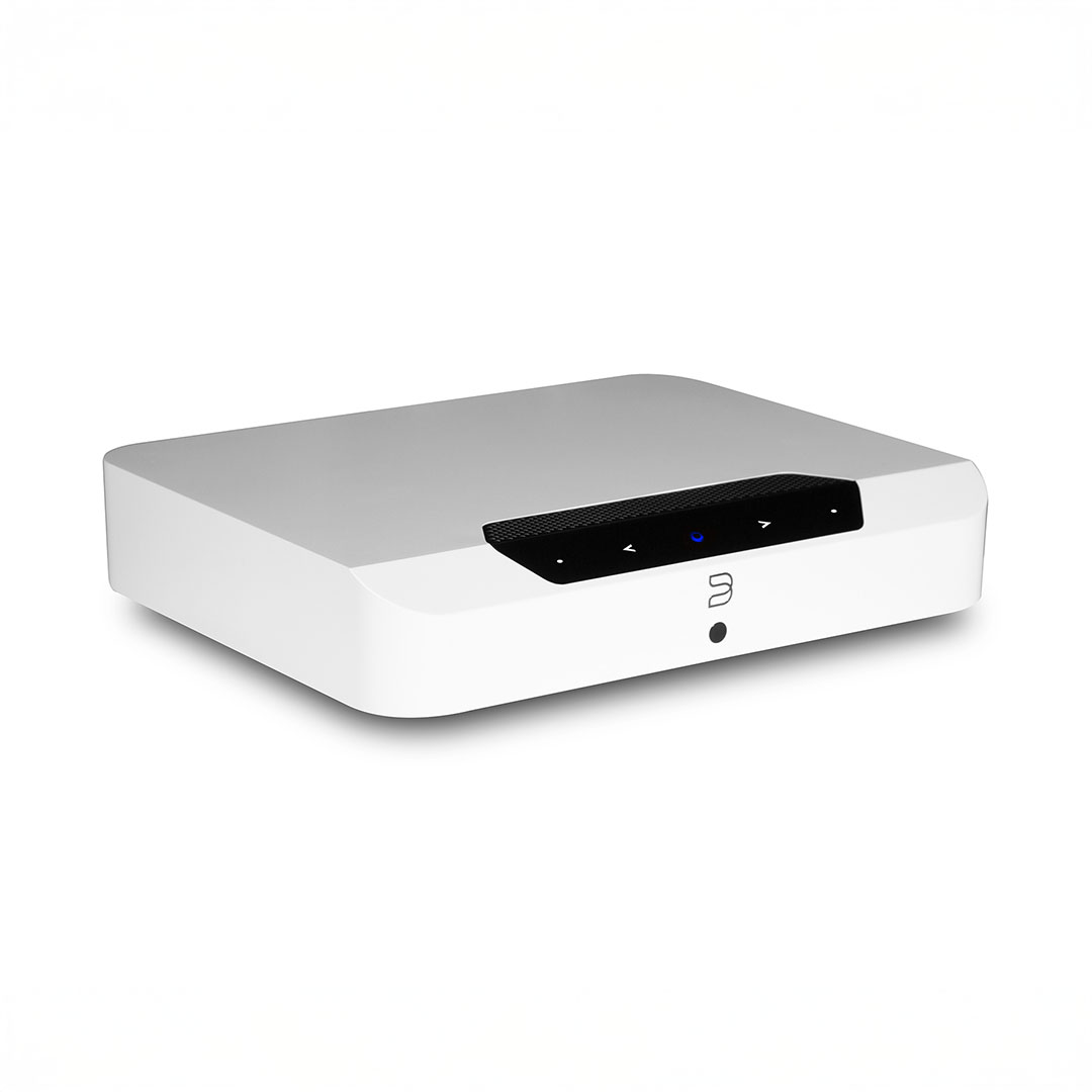 White wireless audio streaming device