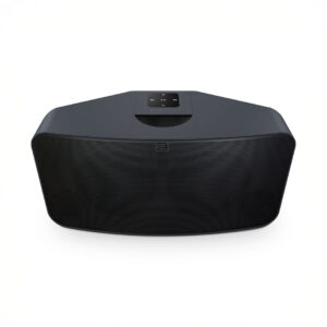 Black Bluetooth speaker with control panel