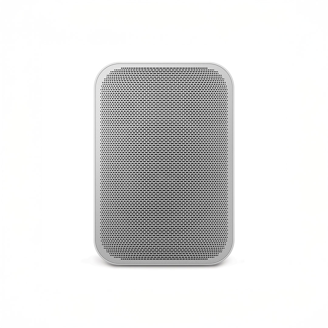 Portable gray Bluetooth speaker front view