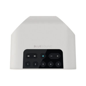 Bluesound audio device with control panel.