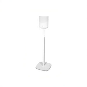 White speaker on stand with square base