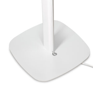 White lamp base with cord management feature.