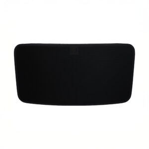 Black wireless speaker with rectangular design.