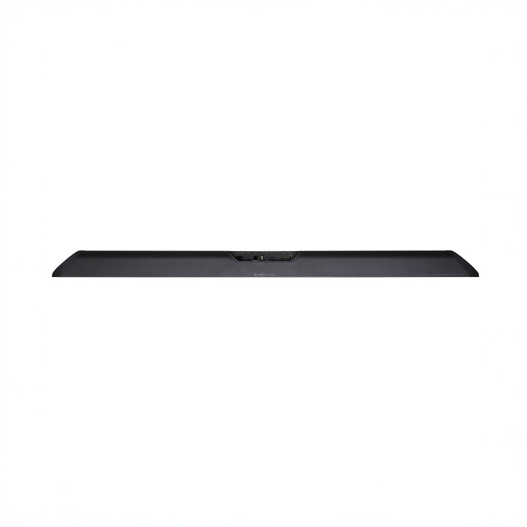 Black soundbar on white background.