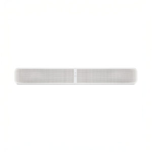 White soundbar speaker on a white background.
