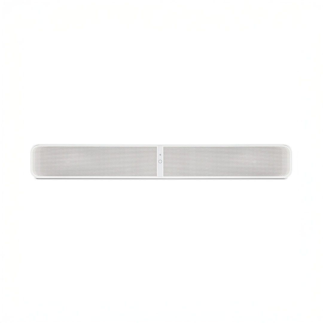 White soundbar speaker on a white background.