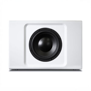 White subwoofer with black speaker cone