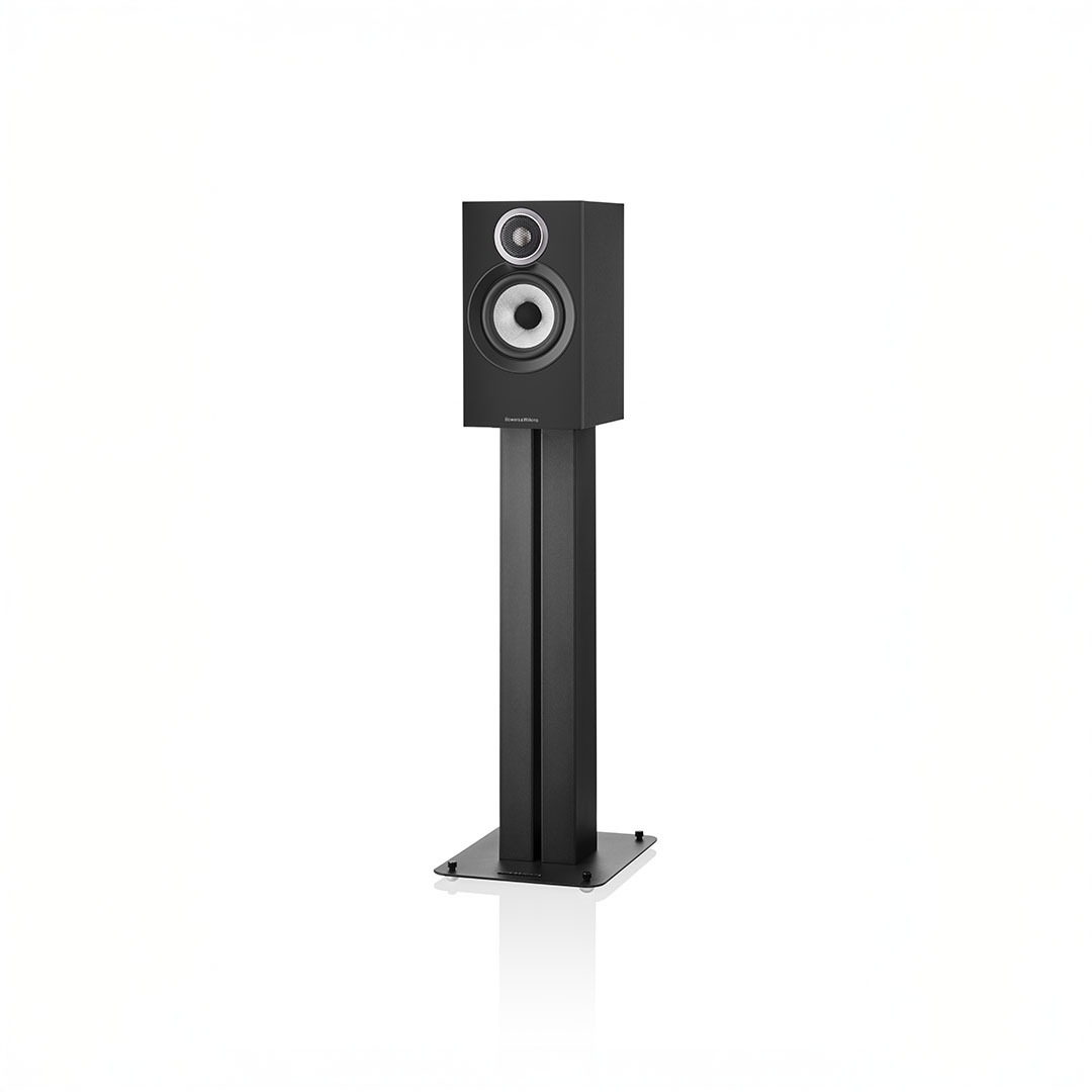 Modern speaker on a tall stand