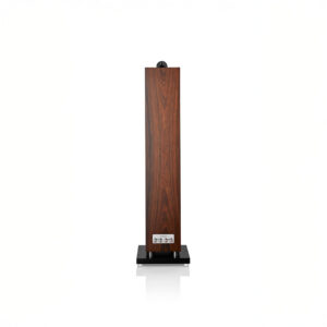 Rear view of tall wooden speaker