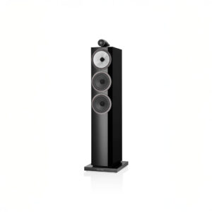 High-end black floorstanding speaker