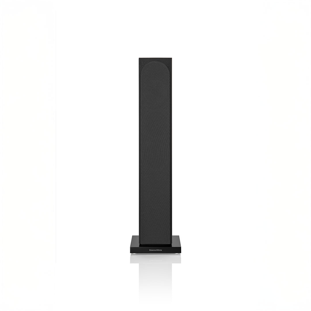 Black tower speaker on white background