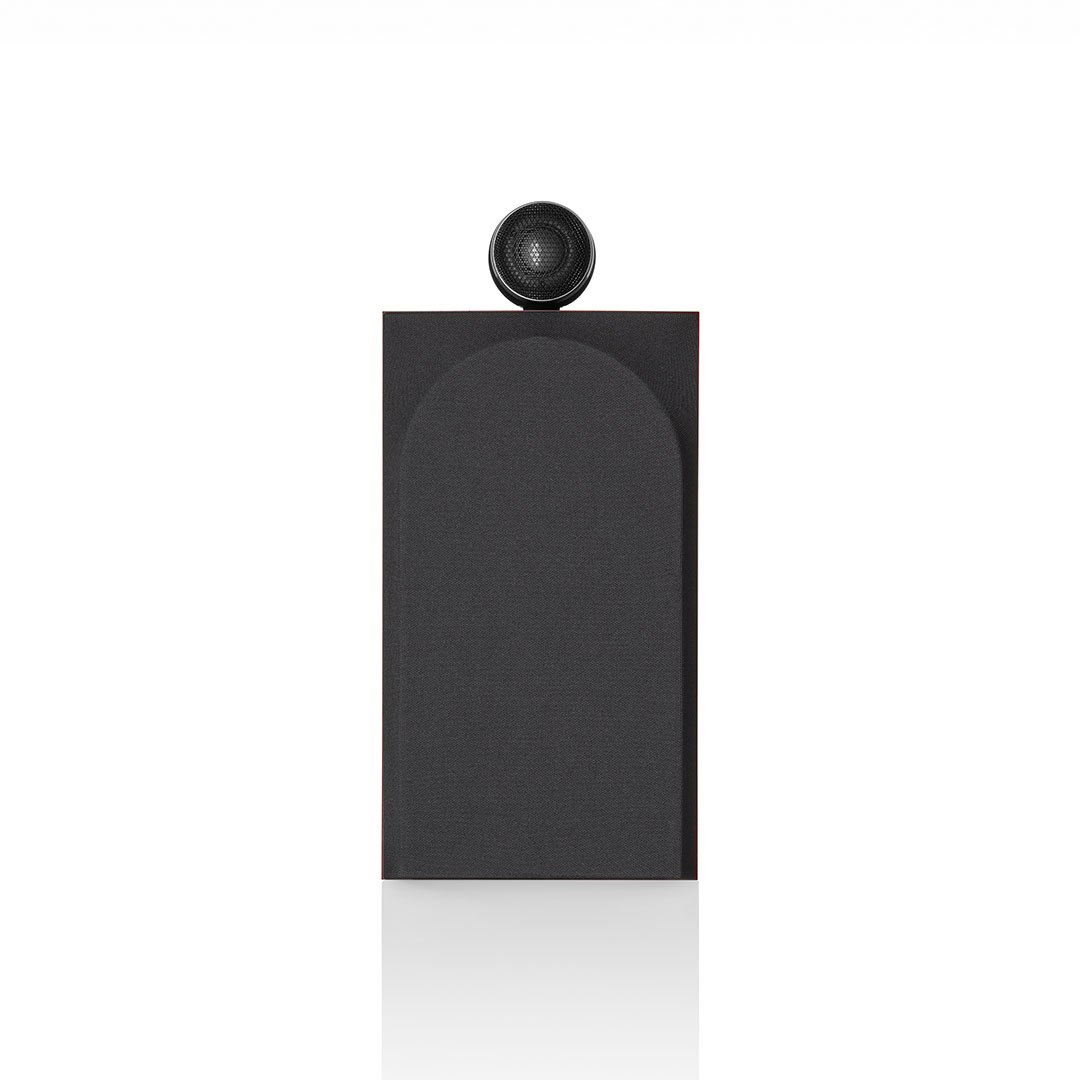 Modern black speaker with spherical tweeter on top.