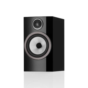 Black modern speaker with glossy finish