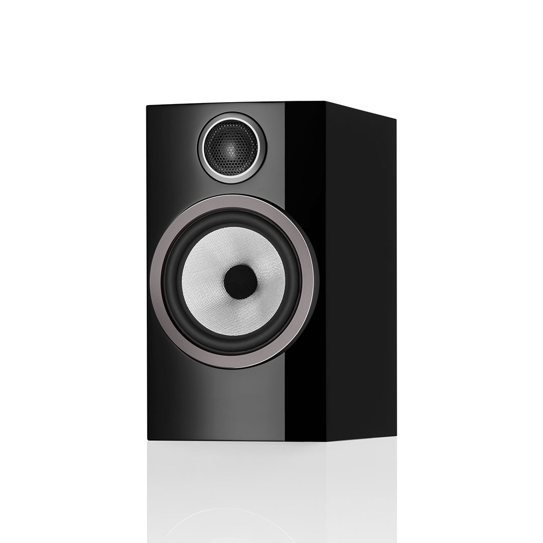 Black modern speaker with glossy finish