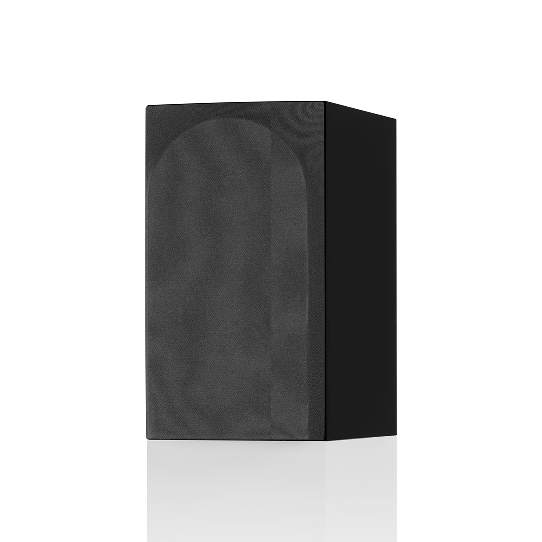 Black rectangular speaker with fabric cover