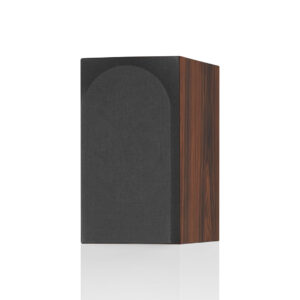 Wood-grain speaker with black front panel