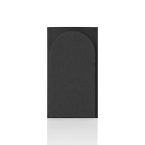 Black rectangular acoustic panel with curved top