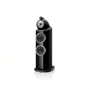 Black high-end tower speaker, modern design