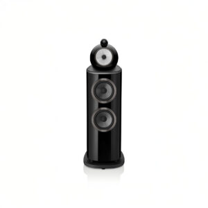 Black modern speaker with three drivers, isolated