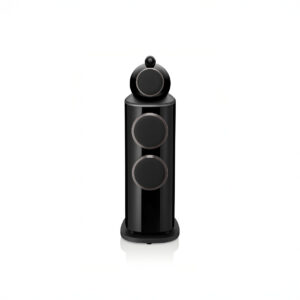 Black high-end tower speaker front view