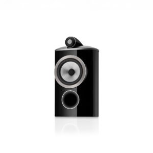High-end black speaker with silver details
