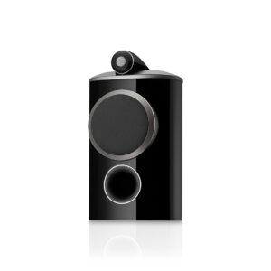 Black high-end speaker with modern design.