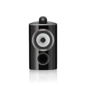 Black high-fidelity speaker with modern design.