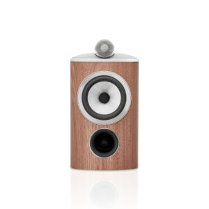High-end wooden speaker with modern design.