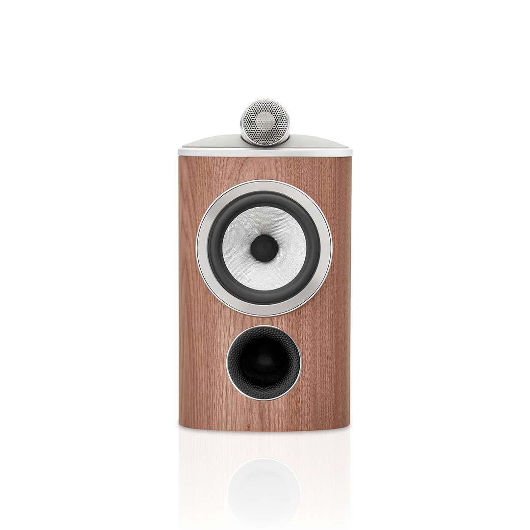 High-end wooden speaker with modern design.