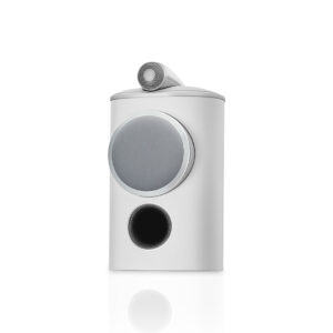 Modern white speaker with round grills
