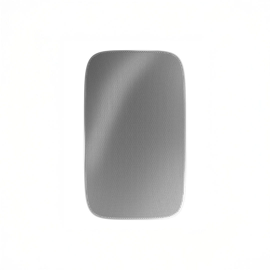 Silver wireless speaker with mesh design