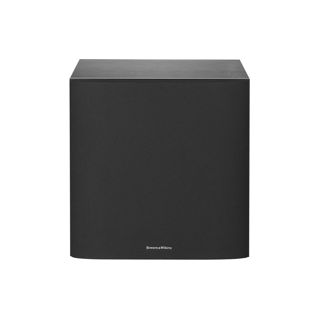Black Bowers & Wilkins subwoofer speaker front view