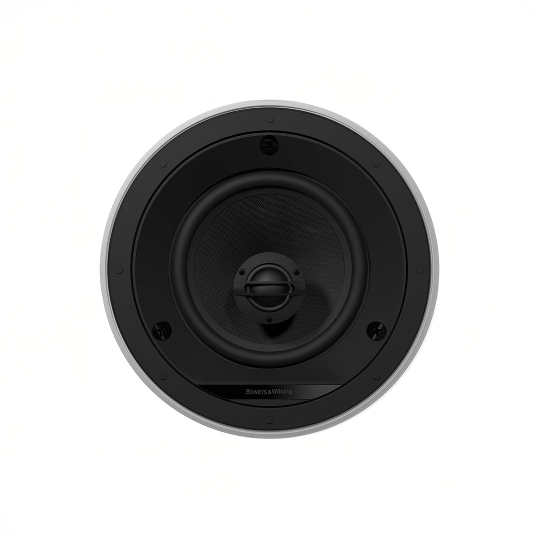 Bowers & Wilkins round in-ceiling speaker.