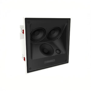 In-wall speaker with multiple drivers and tweeter.