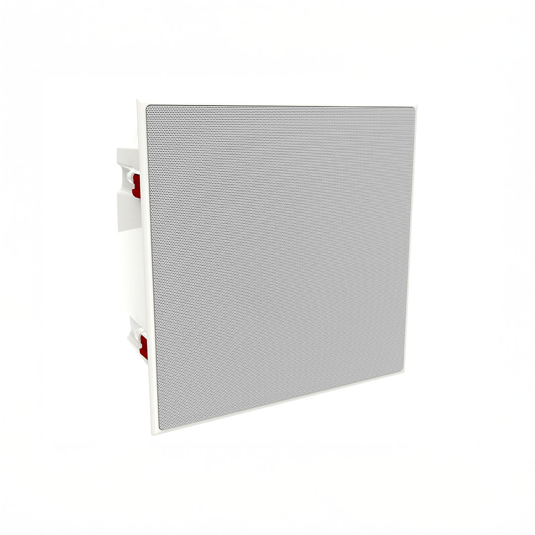 White square vent cover with red accents