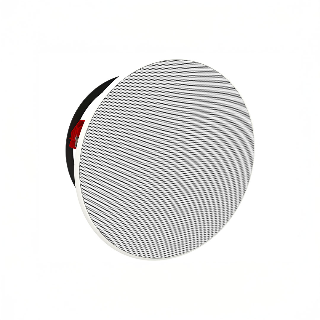 Round ceiling speaker with white mesh cover