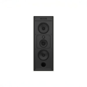 Black in-wall audio speaker with multiple drivers