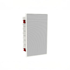 White in-wall speaker with textured front panel.