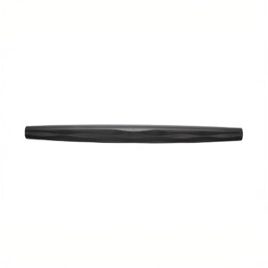 Black cylindrical modern soundbar on white background.