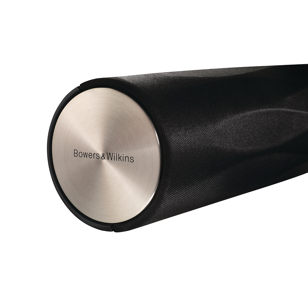 Bowers & Wilkins speaker close-up, modern design.