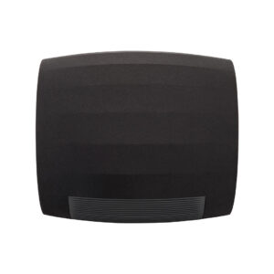Rectangular black cushion for back support.