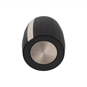 Black and silver tech gadget, cylindrical design.